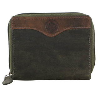 Billy The Kid Mens Olive Leather Zip Wallet