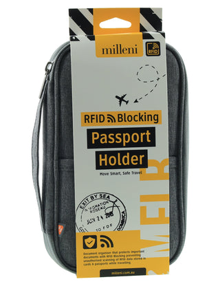 Milleni Travel RFID Blocking Passport Holder in Grey