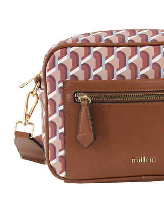 Milleni Ladies Fashion Geometric Crossbody Bag in Brown