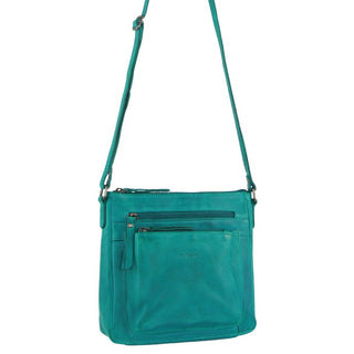 Milleni Ladies Nappa Leather Crossbody Bag in Turquoise