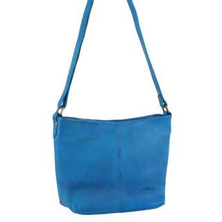 Milleni Ladies Nappa Leather Crossbody Bag in Aqua