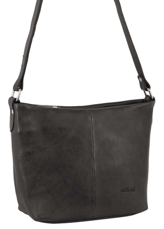 Milleni Ladies Nappa Leather Crossbody Bag in Black