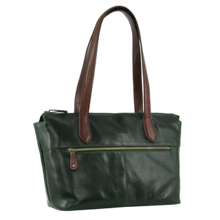 Milleni Ladies Nappa Leather Shoulder Bag in Emerald-Chesnut