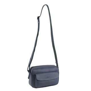 Milleni Leather Ladies Multi-Zip Crossbody Bag in Teal