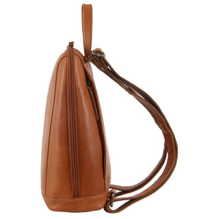 Backpack Cognac / Leather NL 3546 COGNAC Milleni Ladies Nappa Leather Twin Zip Backpack in Cognac