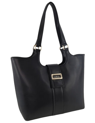 Tote Bag Black / Vegan Leather PV 4035 BLK Milleni Ladies Vegan Leather Fashion Caryall Tote Bag in Black