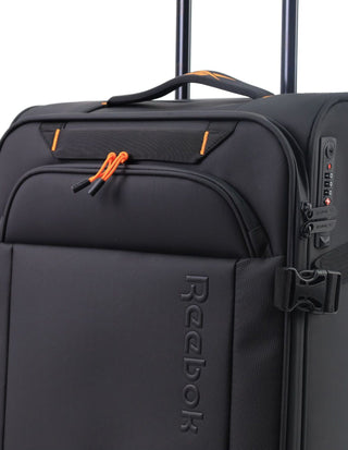 Soft Shell Luggage Black / Carry-On (Small) / Soft Luggage RB 04C BLK Reebok Pro 54cm CABIN Leather Film Soft Shell Case in Black