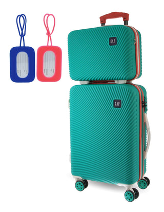 Hard Shell Luggage GAP 31CB TURQ+MT018 GAP CABIN Turq Hard Shell with Mini Beauty Case Set+ Assorted Leather Tag