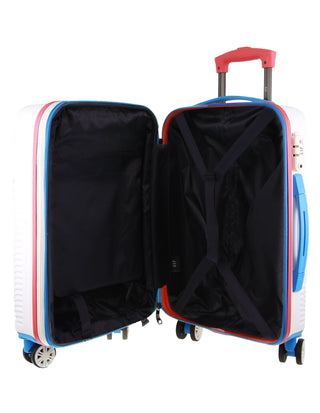 Hard Shell Luggage GAP 31CB WHITE+MT018 GAP CABIN White Hard Shell with Mini Beauty Case Set+ Assorted Leather Tag