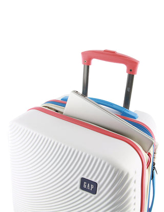 Hard Shell Luggage GAP 31CB WHITE+MT018 GAP CABIN White Hard Shell with Mini Beauty Case Set+ Assorted Leather Tag