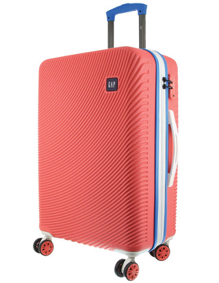 Hard Shell Luggage GAP 31LB CORAL+MT018 GAP LARGE Coral Hard Shell with Mini Beauty Case Set+ Assorted Leather Tag