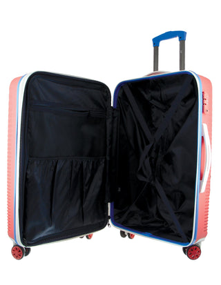 Hard Shell Luggage GAP 31LB CORAL+MT018 GAP LARGE Coral Hard Shell with Mini Beauty Case Set+ Assorted Leather Tag