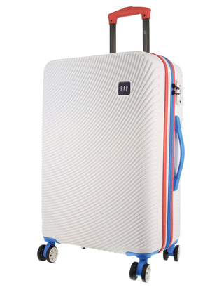 Hard Shell Luggage GAP 31LB WHITE+MT018 GAP LARGE White Hard Shell with Mini Beauty Case Set + Assorted Leather Tag