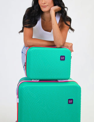 Hard Shell Luggage GAP 31MB TURQ+MT018 GAP MEDIUM Turq Hard Shell with Mini Beauty Case Set+ Assorted Leather Tag