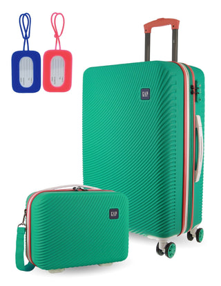 Hard Shell Luggage GAP 31MB TURQ+MT018 GAP MEDIUM Turq Hard Shell with Mini Beauty Case Set+ Assorted Leather Tag