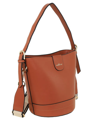 Bucket Bag Tan / Vegan Leather PV 4033 TAN Milleni Ladies Vegan Leather Bucket Crossbody Bag in Tan