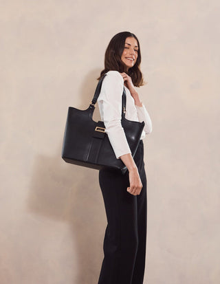 Tote Bag Black / Vegan Leather PV 4035 BLK Milleni Ladies Vegan Leather Fashion Caryall Tote Bag in Black