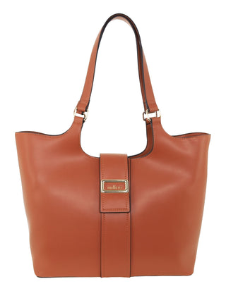 Tote Bag Tan / Vegan Leather PC 4035 TAN Milleni Ladies Vegan Leather Fashion Caryall Tote Bag in Tan