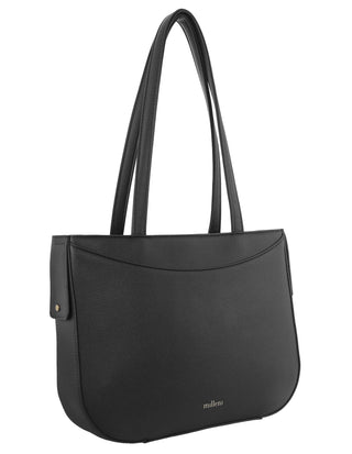 Tote Bag Black / Vegan Leather PV 4036 BLK Milleni Ladies Vegan Leather Fashion Shoulder Tote Bag in Black