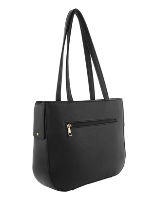 Tote Bag Black / Vegan Leather PV 4036 BLK Milleni Ladies Vegan Leather Fashion Shoulder Tote Bag in Black
