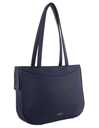 Tote Bag Navy / Vegan Leather PV 4036 NAVY Milleni Ladies Vegan Leather Fashion Shoulder Tote Bag in Navy