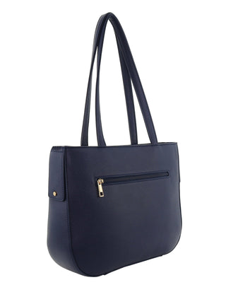 Tote Bag Navy / Vegan Leather PV 4036 NAVY Milleni Ladies Vegan Leather Fashion Shoulder Tote Bag in Navy