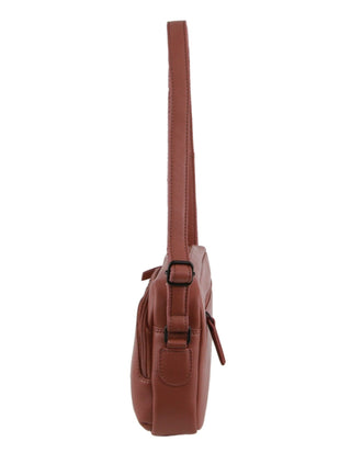 Crossbody bag Rose / Leather NL 3871 ROSE Milleni Leather Ladies Multi-Zip Crossbody Bag in Rose
