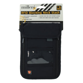 Neck Stash MT 001 BLK Milleni Travel RFID Blocking Neck Stash