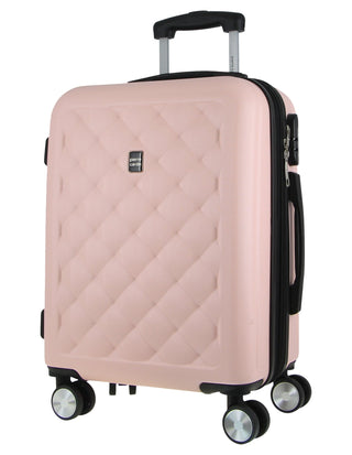 Luggage & Bags PC 3762CB ROSE+PC3761 Pierre Cardin CABIN Rose Hard Shell with Mini Beauty Case Set + Assorted Leather Tag