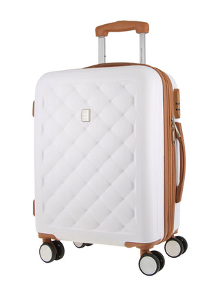 Luggage & Bags PC 3762CB WHITE+PC3761 Pierre Cardin CABIN White Hard Shell with Mini Beauty Case Set + Assorted Leather Tag