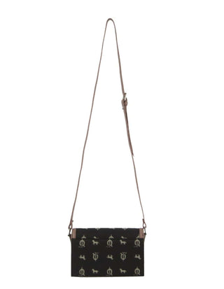 Crossbody Bag Black / Canvas Print/Leather Trim PC 3847 BLACK Pierre Cardin Canvas Print/Leather Trim Flap Cross Body Bag in Black