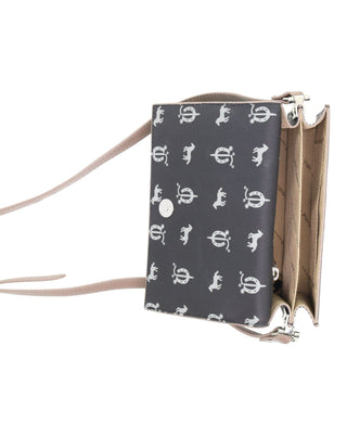 Crossbody Bag Black / Canvas Print/Leather Trim PC 3847 BLACK Pierre Cardin Canvas Print/Leather Trim Flap Cross Body Bag in Black