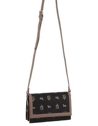 Crossbody Bag Black / Canvas Print/Leather Trim PC 3847 BLACK Pierre Cardin Canvas Print/Leather Trim Flap Cross Body Bag in Black