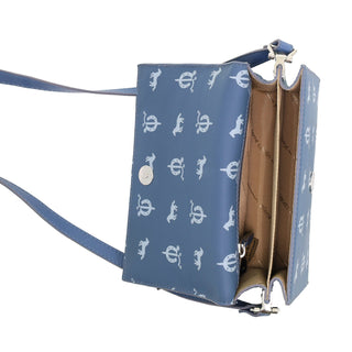 Crossbody Bag Sky Blue / Canvas Print/Leather Trim PC 3847 SKY BLUE Pierre Cardin Canvas Print/Leather Trim Flap Cross Body Bag in Sky Blue