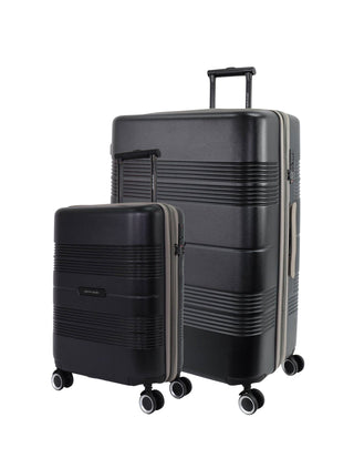 Hard Shell Luggage Black / Polycarbonate PC 4031LC BLK Pierre Cardin Impact Black Hard Shell Large and Cabin Bundle 2-Piece Set