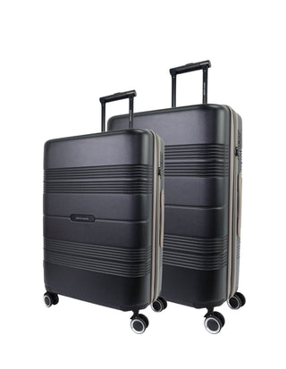 Hard Shell Luggage Black / Polycarbonate PC 4031LM BLK Pierre Cardin Impact Black Hard Shell Large & Medium Bundle 2-Piece Set