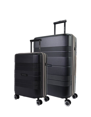 Hard Shell Luggage Black / Polycarbonate PC 4031MC BLK Pierre Cardin Impact Black Hard Shell Medium and Cabin Bundle 2-Piece Set