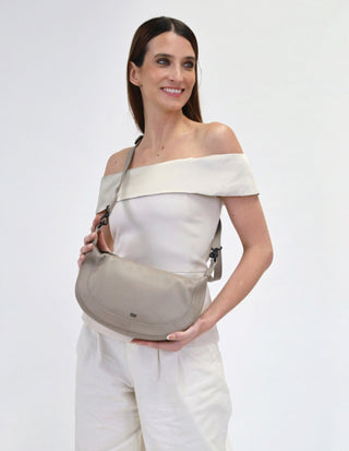 Crossbody Bag Taupe / Leather PC 3998 TAUP Pierre Cardin Ladies Leather Crescent Crossbody Bag in Taupe
