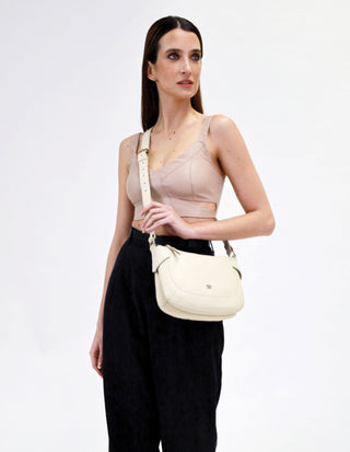 Crossbody Bag Bone / Leather PC 3991 BONE Pierre Cardin Ladies Leather Sleek Crossbody Bag in Bone