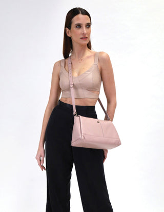 Crossbody Bag Rose / Leather PC 3974 ROSE Pierre Cardin Ladies Leather Structured Crossbody Bag in Rose