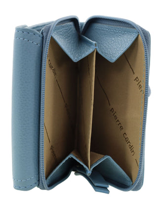 Tri-Fold Wallet Blue / Leather PC 4029 BLUE Pierre Cardin Ladies Leather Tri-Fold Tab Wallet in Blue