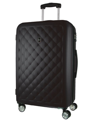 Luggage & Bags PC 3762LB BLACK+PC3761 Pierre Cardin LARGE Black Hard Shell with Mini Beauty Case Set + Assorted Leather Tag