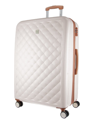 Luggage & Bags PC 3762LB WHITE+PC3761 Pierre Cardin LARGE White Hard Shell with Mini Beauty Case Set + Assorted Leather Tag