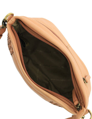 Crossbody bag Apricot / Leather PC 3687 APRICOT Pierre Cardin Leather Embossed Crossbody Bag in Apricot