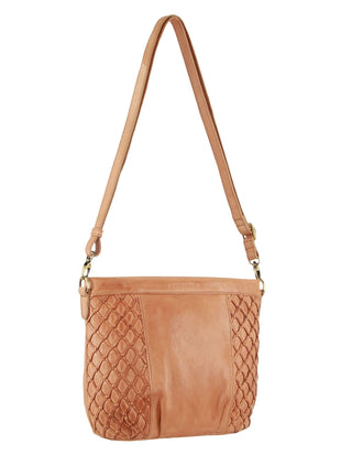 Crossbody bag Apricot / Leather PC 3687 APRICOT Pierre Cardin Leather Embossed Crossbody Bag in Apricot