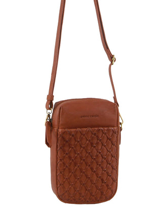 Crossbody bag Tan / Leather PC 3686 TAN Pierre Cardin Leather Embossed Phone Crossbody Bag in Tan