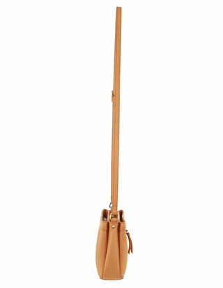 Crossbody bag Apricot / Leather PC 3663 APRICOT Pierre Cardin Leather Pleated Design Crossbody Bag in Apricot