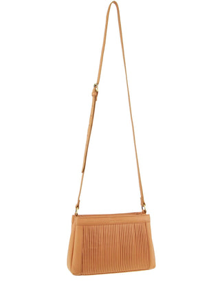 Crossbody bag Apricot / Leather PC 3663 APRICOT Pierre Cardin Leather Pleated Design Crossbody Bag in Apricot