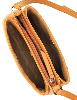 Crossbody bag Apricot / Leather PC 3663 APRICOT Pierre Cardin Leather Pleated Design Crossbody Bag in Apricot