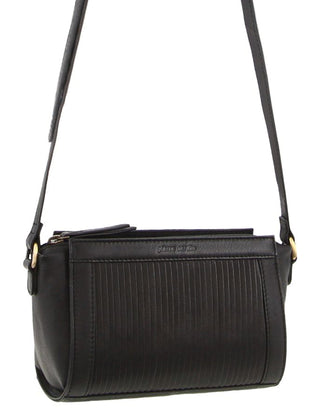 Crossbody bag Black / Leather PC 3661 BLK Pierre Cardin Leather Pleated Design Crossbody Bag in Black